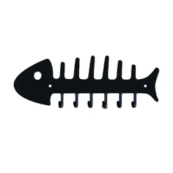 Portachiavi da parete in ferro "spina di pesce" nero opaco