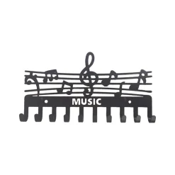 Portachiavi da parete in ferro "music" nero opaco