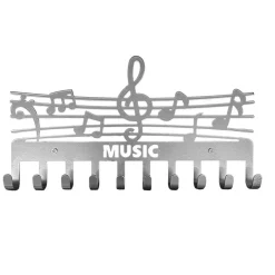 Portachiavi da parete in ferro "music" grigio metallizzato