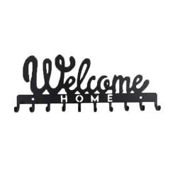 Portachiavi da parete in ferro "welcome home" nero opaco