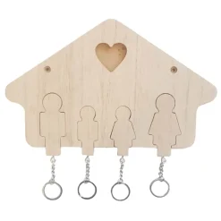 Portachiavi in mdf "famiglia" con magneti per la tenuta dei 4 Portachiavi