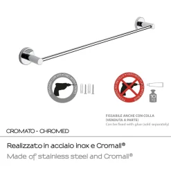 Portasalviette Felce Plus 60 cm cromato con biadesivo