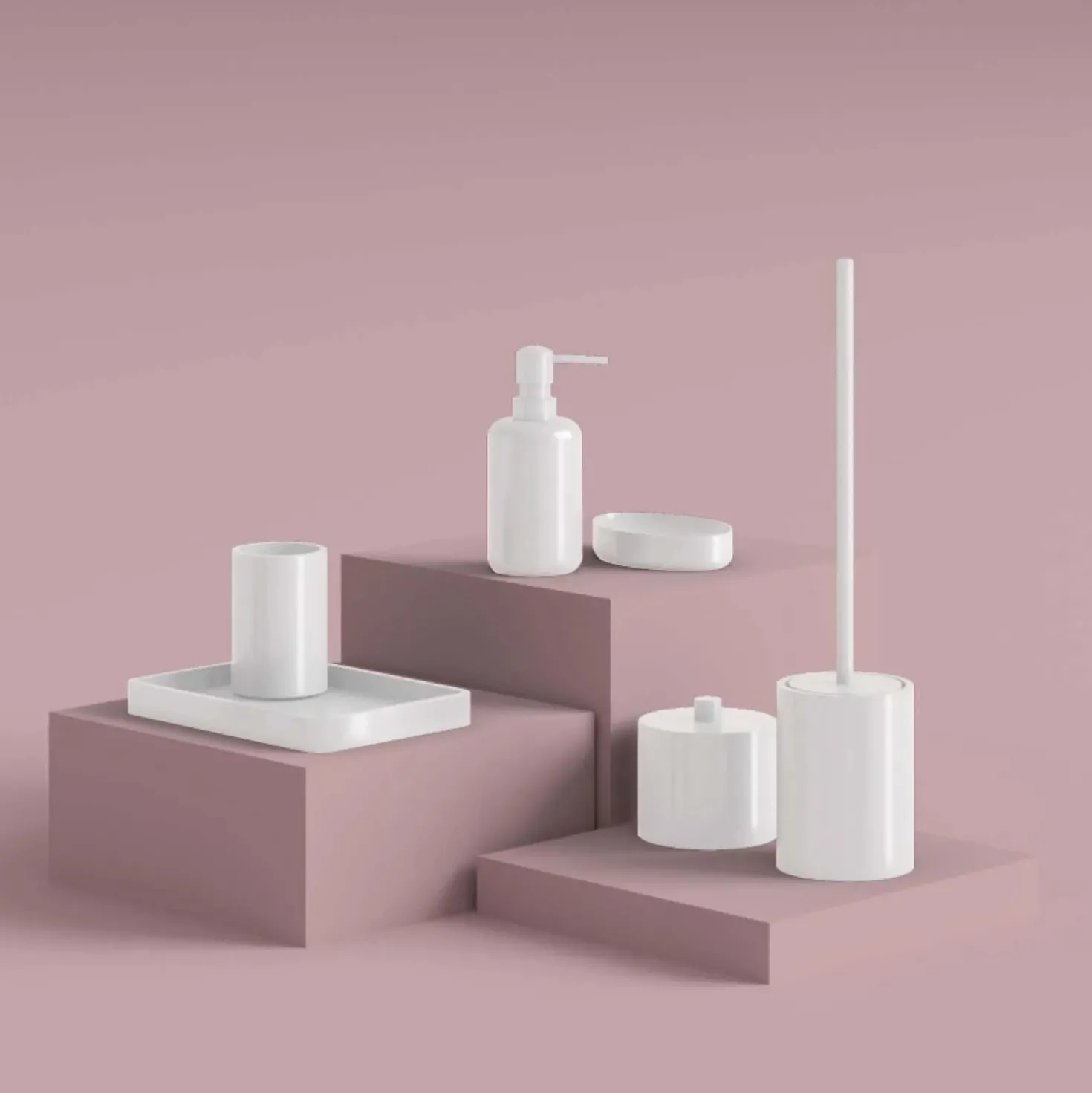 Portasapone bagno Brenda in resina bianco matt