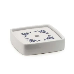 Portasapone bagno Cixi in porcellana bianco/blu