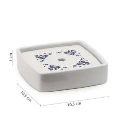 Portasapone bagno Cixi in porcellana bianco/blu