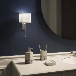 Portasapone bagno Cixi in porcellana bianco/blu