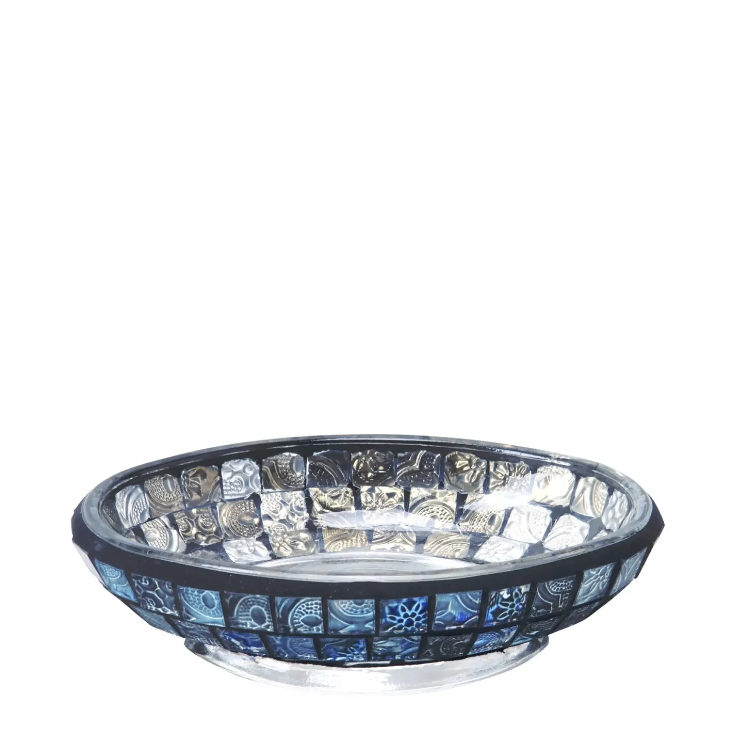 Portasapone bagno Crystal in vetro mosaico blu
