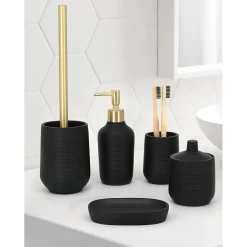 Portasapone bagno Ebony in poliresina nero
