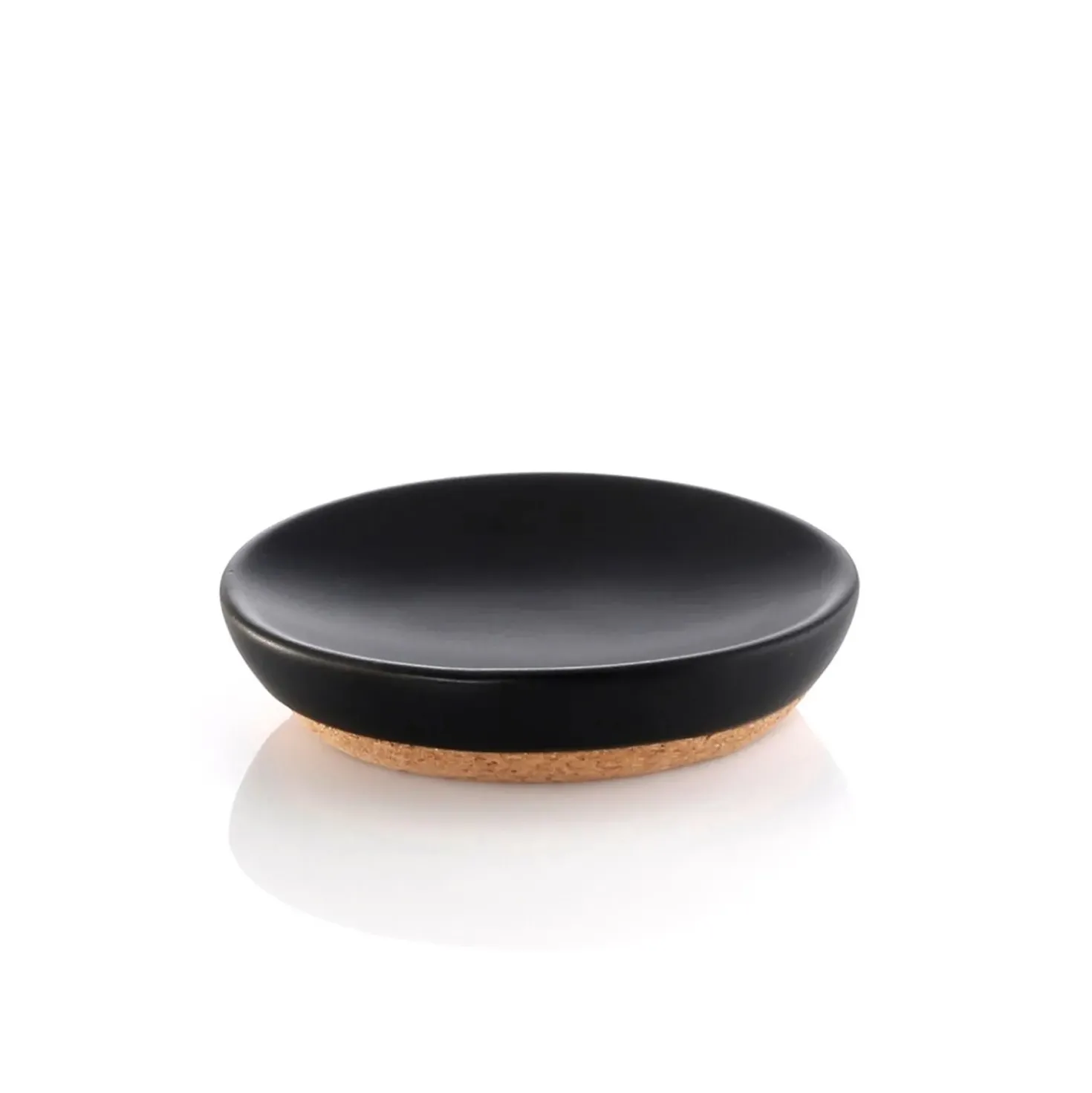 Portasapone bagno Ilary in ceramica e sughero nero opaco