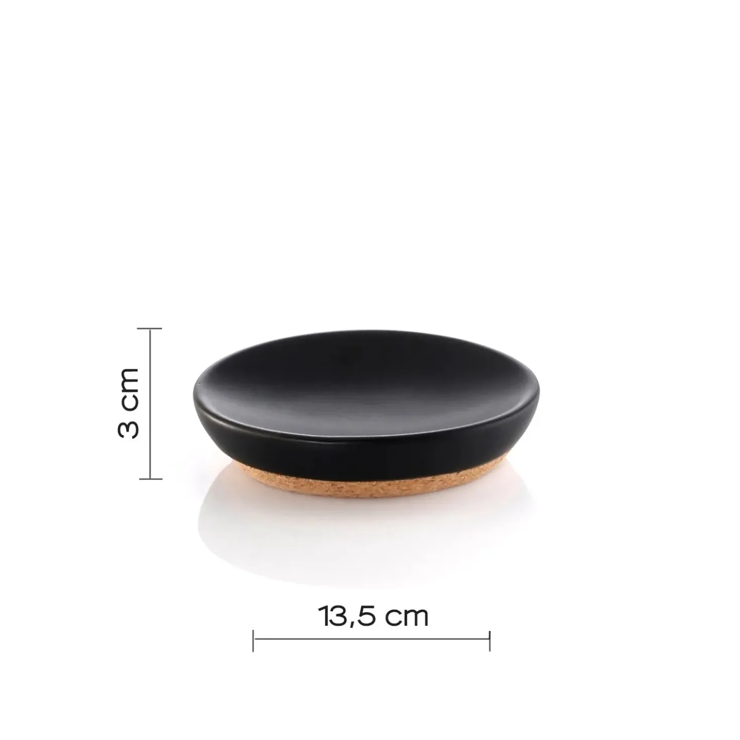 Portasapone bagno Ilary in ceramica e sughero nero opaco