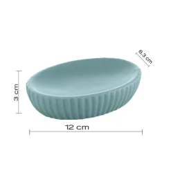 Portasapone bagno Marika in ceramica azzurro polvere