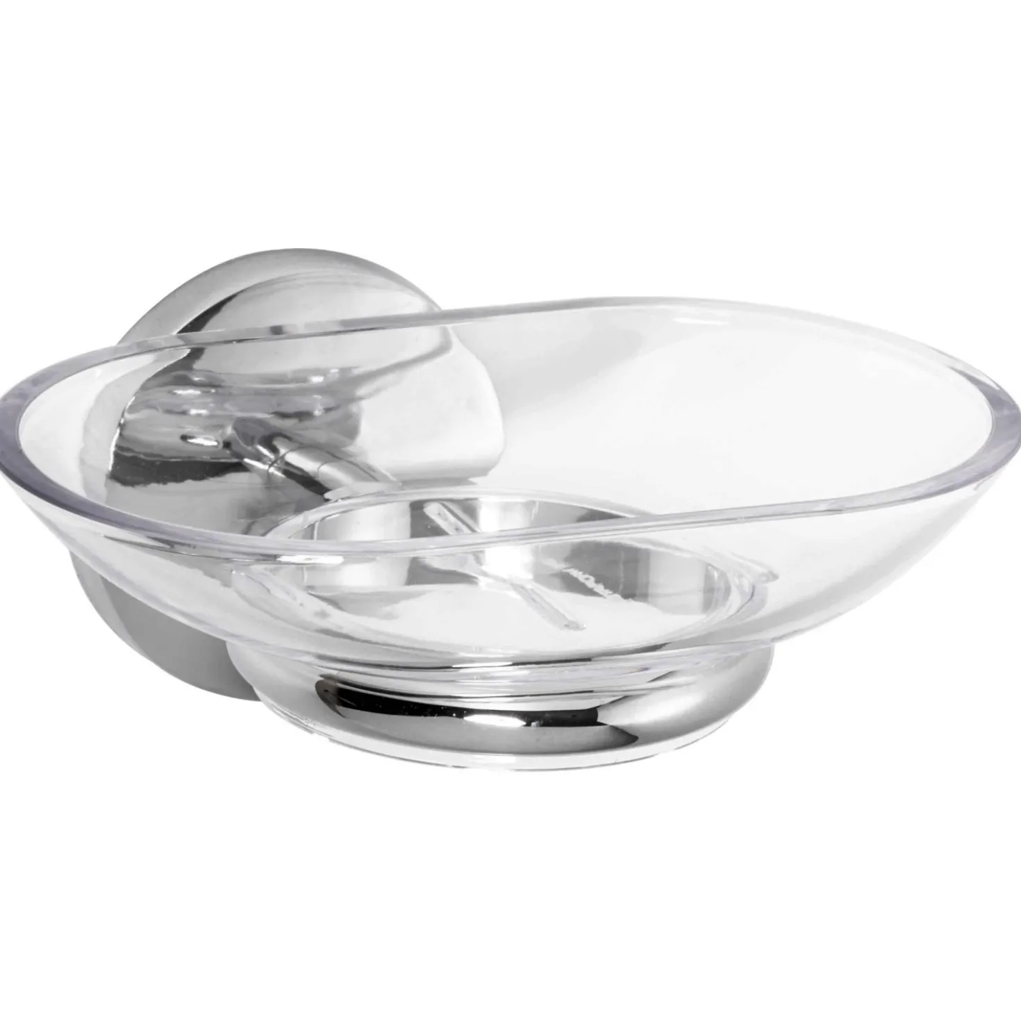 Portasapone bagno One Duo in metallo cromato e San trasparente