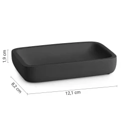Portasapone bagno Ylenia in resina nero matt