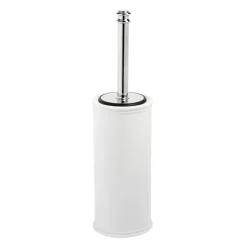 Portascopino bagno Impero H 41,3 cm in porcellana e ottone bianco
