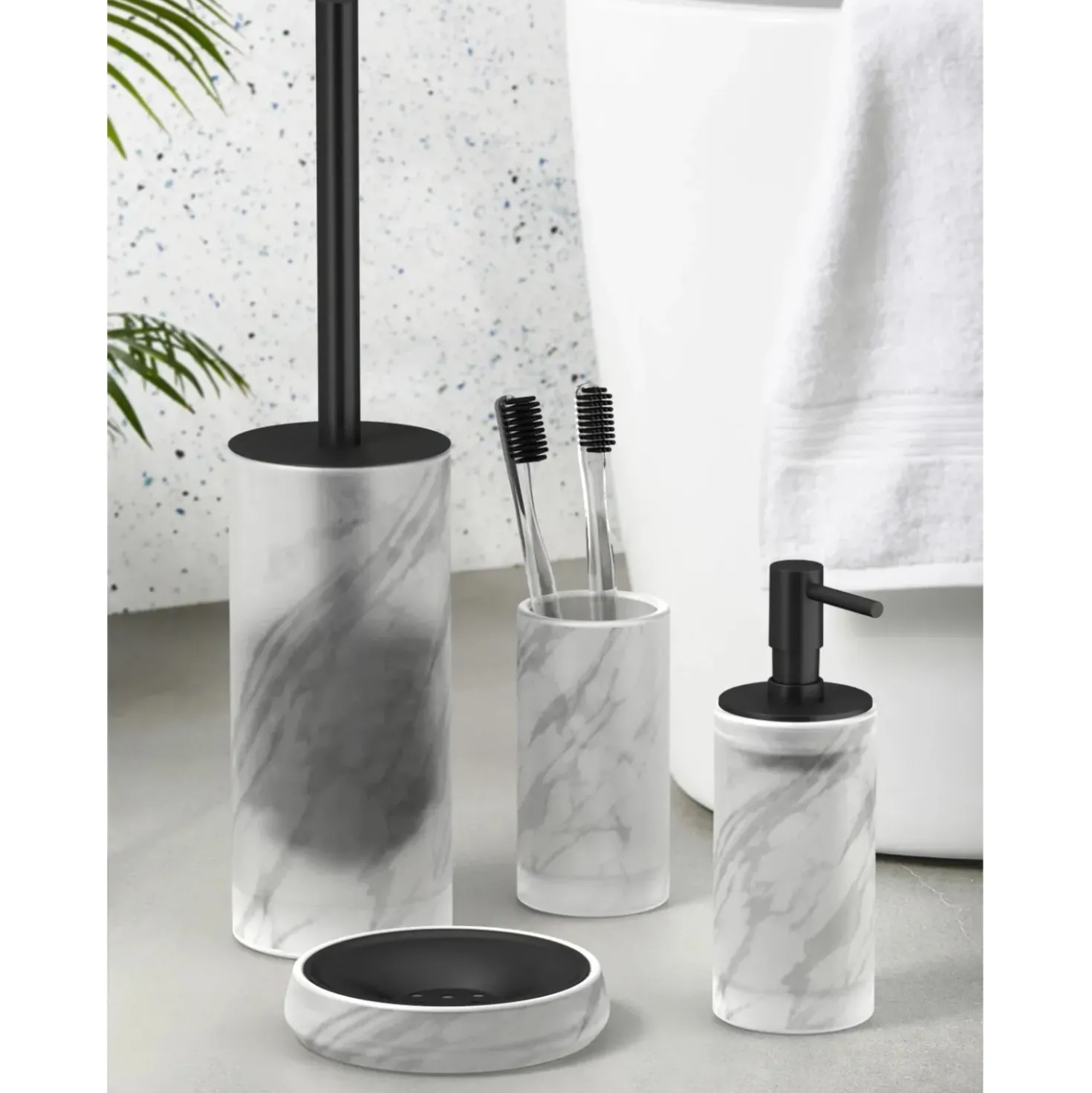 Portascopino bagno Marmor H 20,1 cm vetro satinato