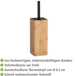 Portascopino bagno Padua bambù H 38 cm marrone