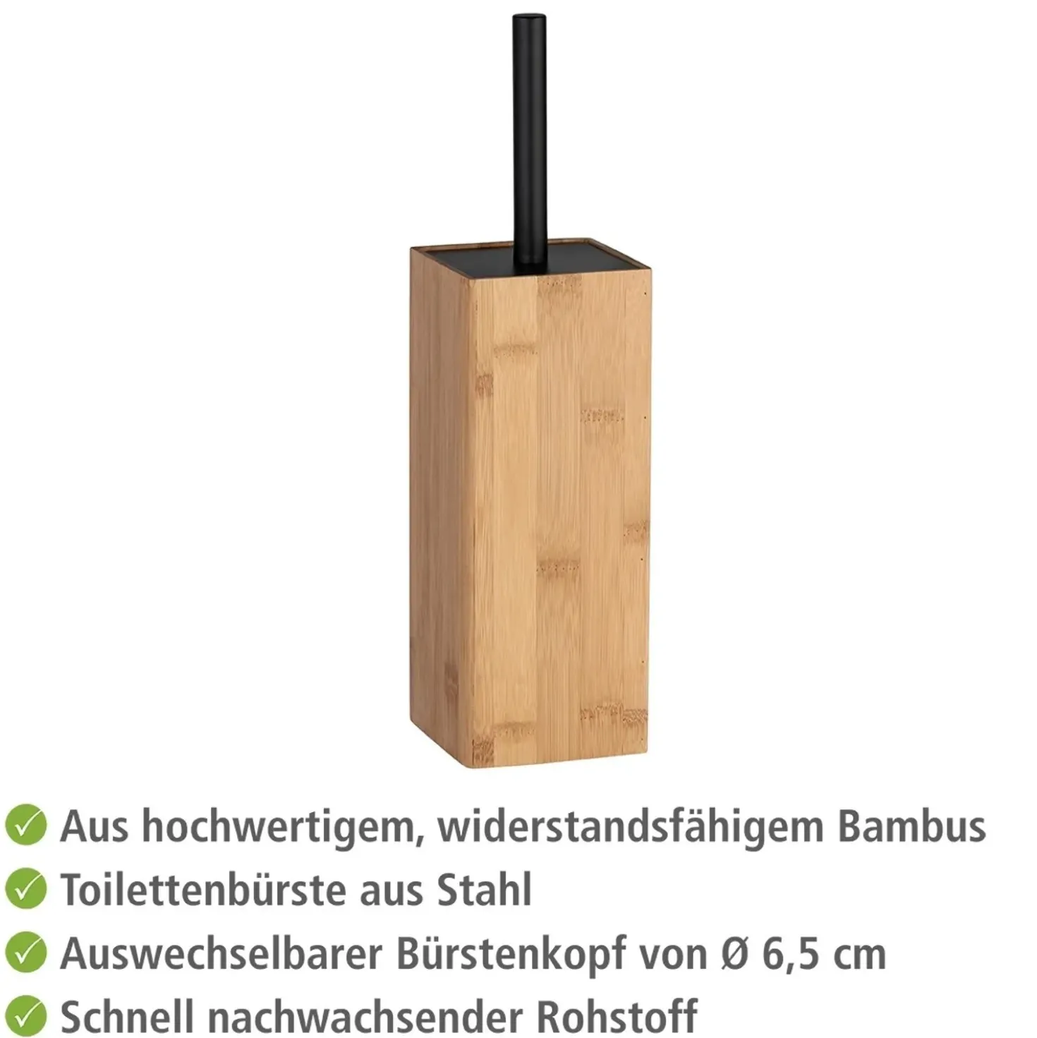 Portascopino bagno Padua bambù H 38 cm marrone