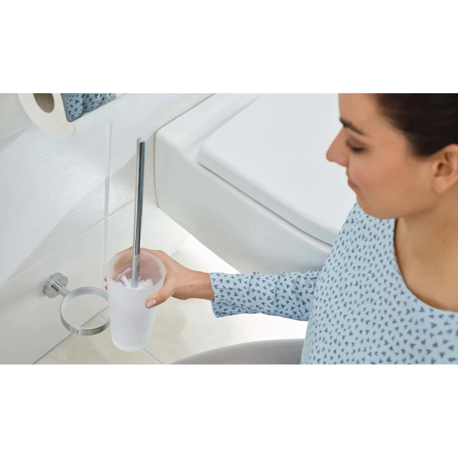 Portascopino bagno Smooz SO221 H 3,7 cm cromato
