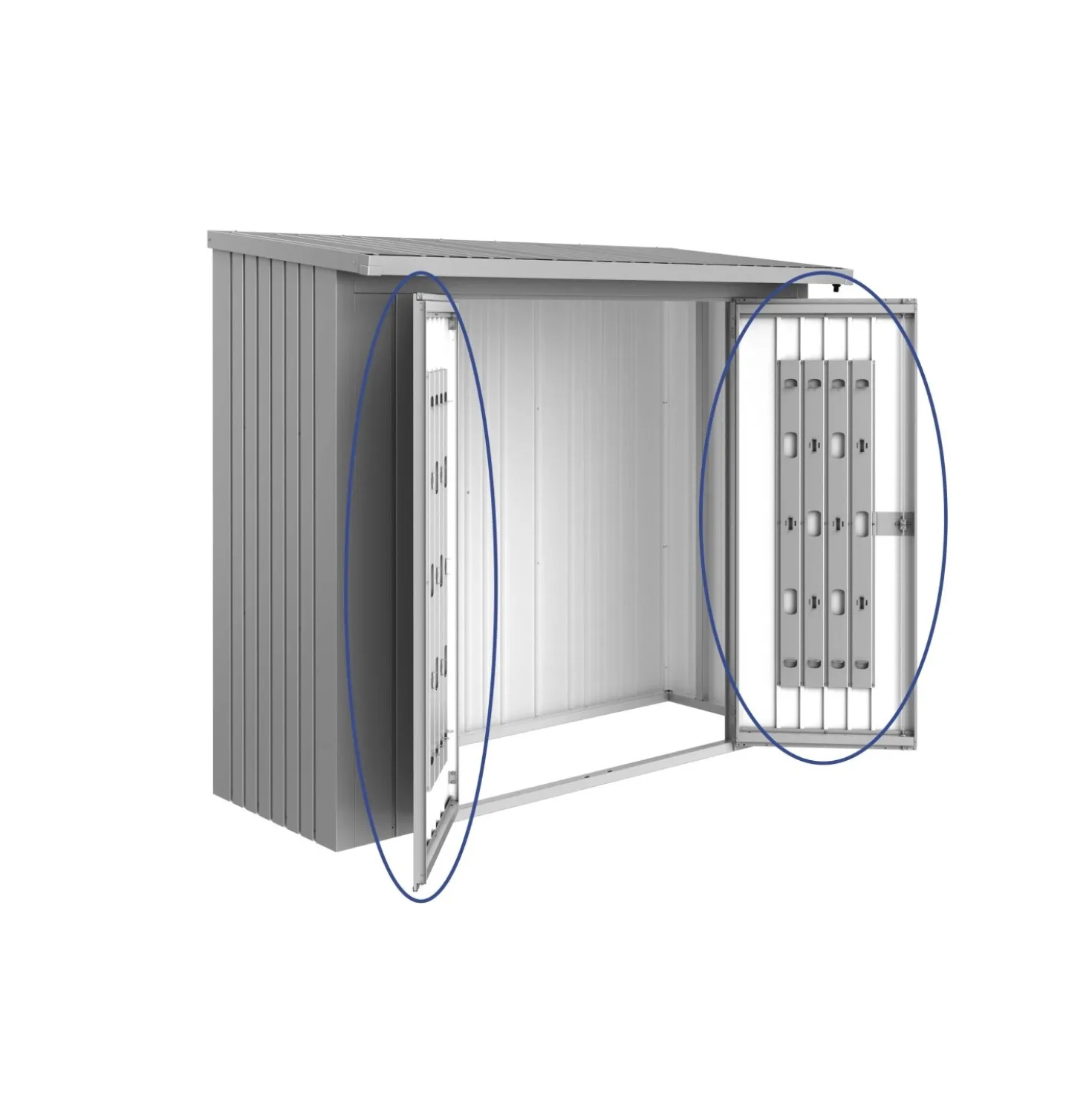 Porte per legnaia Biohort WoodStock 230 argento metallizzato