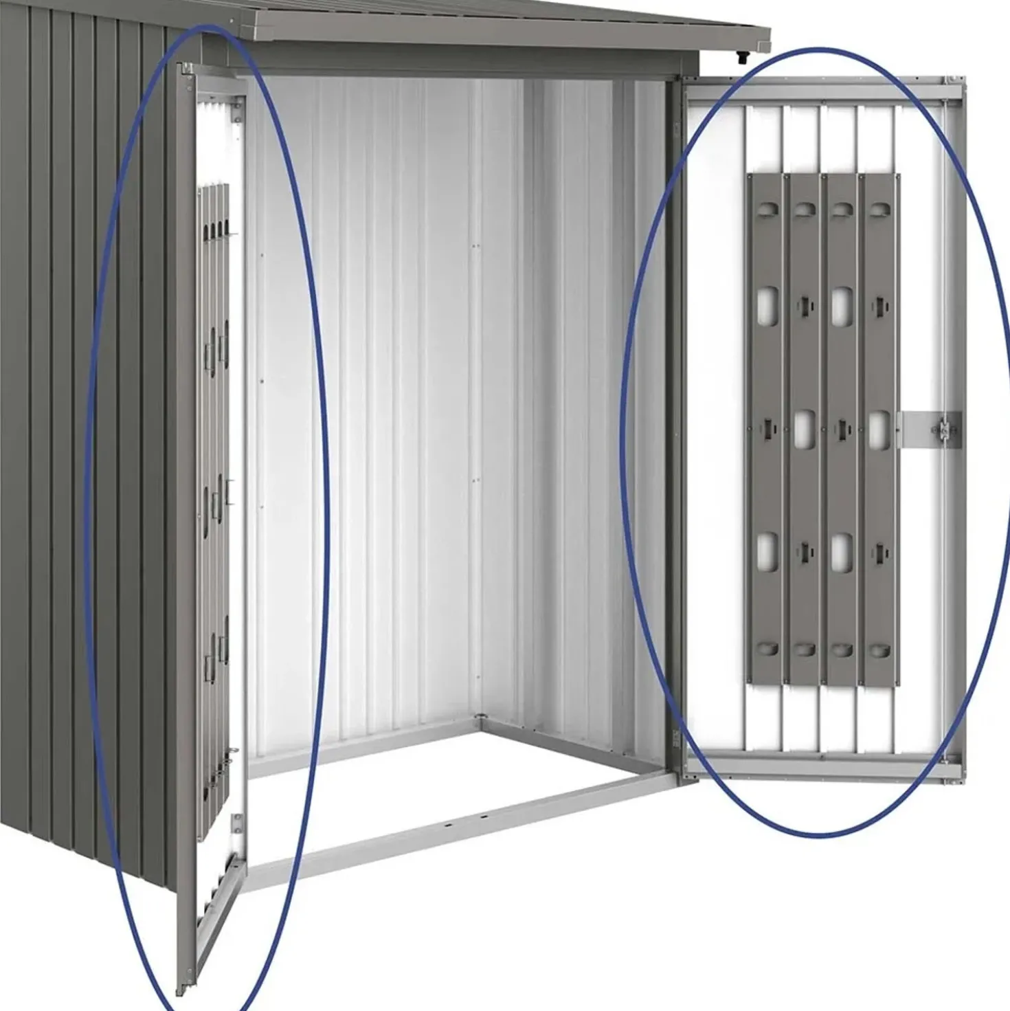 Porte per legnaia Biohort WoodStock 150 grigio quarzo metallizzato