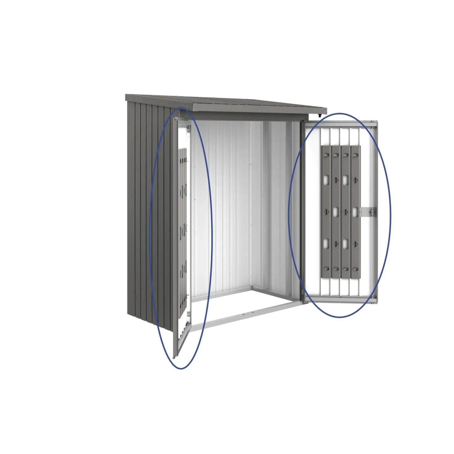 Porte per legnaia Biohort WoodStock 150 grigio quarzo metallizzato