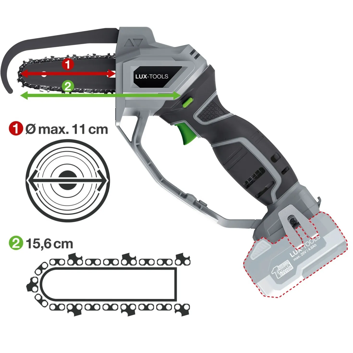Potatore a batteria LUX A-EAS-20/156 - Solo corpo macchina