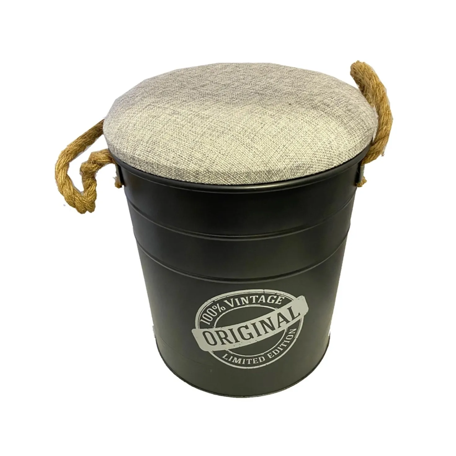 Pouf contenitore in metallo nero 30,5x37 cm