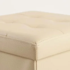 Pouf contenitore in similpelle 38x38x38 cm beige