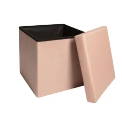 Pouf contenitore pieghevole tessuto rosa 38x38 cm