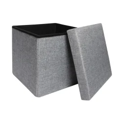 Pouf contenitore pieghevole tessuto grigio chiaro 38x38 cm