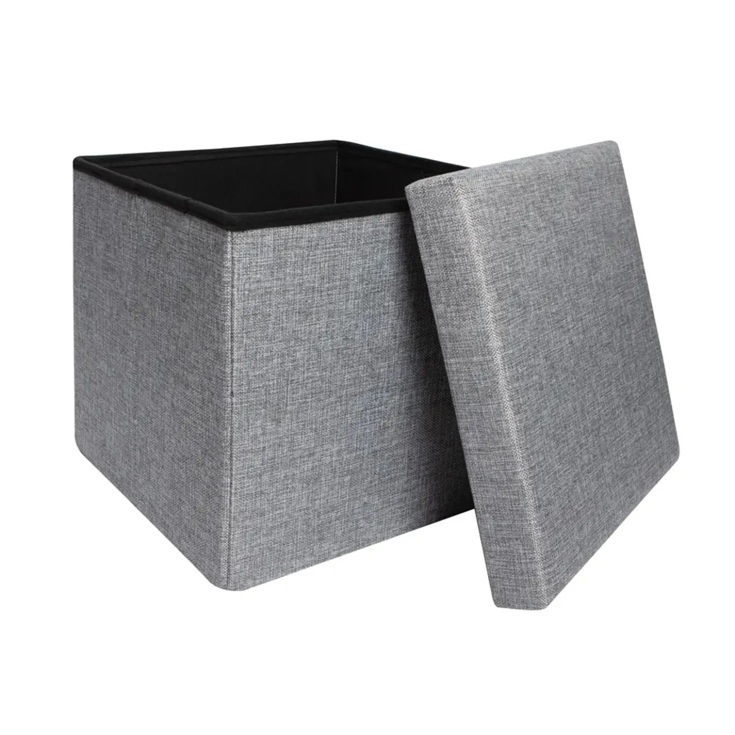 Pouf contenitore pieghevole tessuto grigio chiaro 38x38 cm