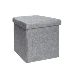 Pouf contenitore pieghevole tessuto grigio chiaro 38x38 cm