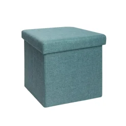 Pouf contenitore pieghevole tessuto verde 38x38 cm
