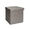 Pouf contenitore pieghevole tessuto grigio scuro 38x38 cm