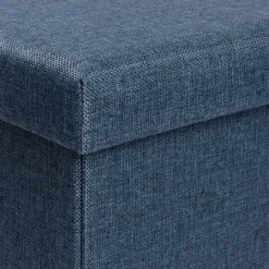 Pouf contenitore pieghevole tessuto blu 38x38 cm