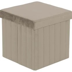 Pouf in velluto Aron beige 35X35X34,5 cm