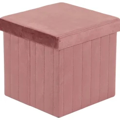 Pouf in velluto Aron rosa 35X35X34,5 cm