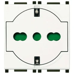 Presa 2 poli + T P40 universale a filo bianco