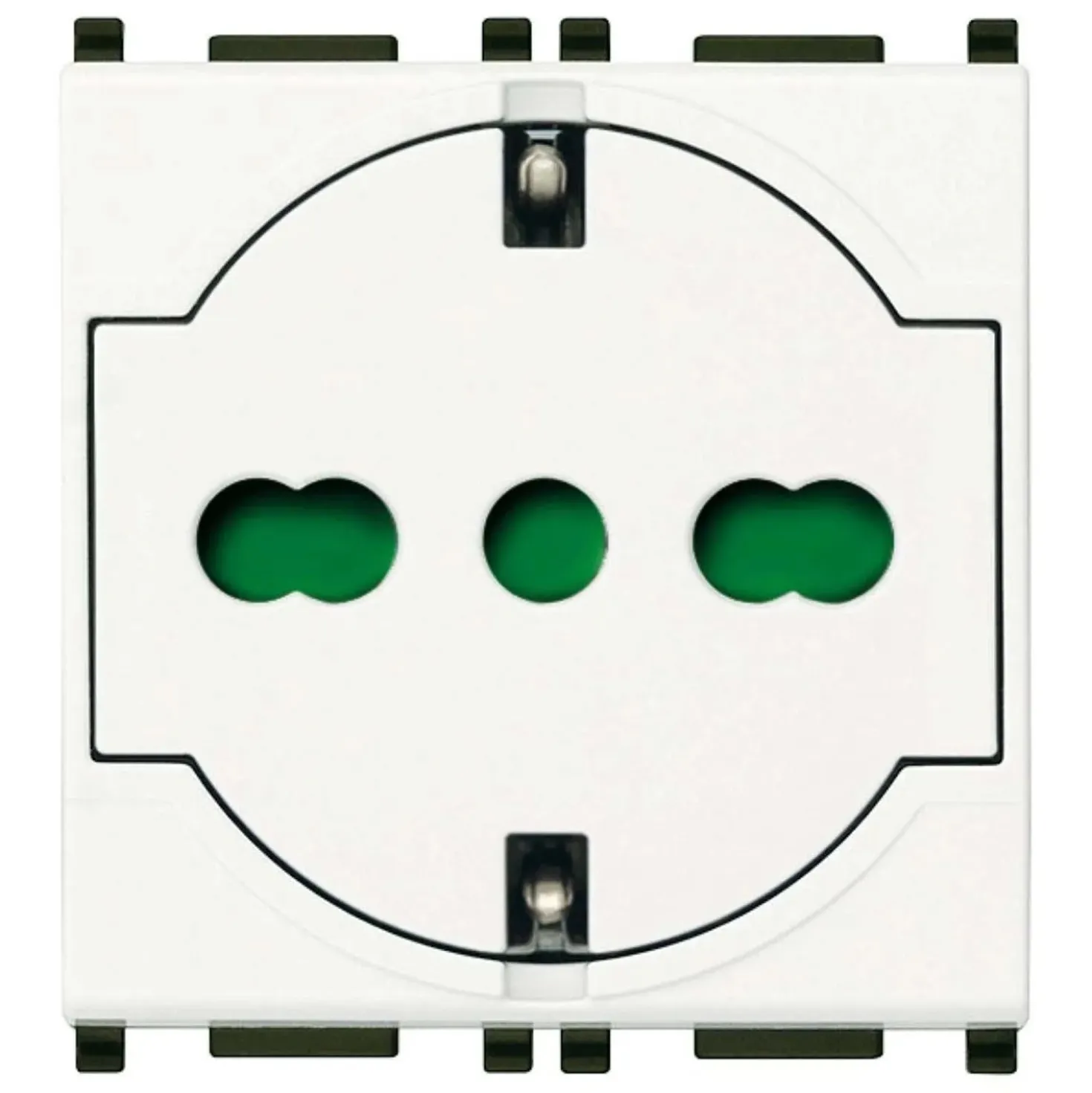 Presa 2 poli + T P40 universale a filo bianco