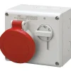 Presa da parete disp. blocco 16 A 3P+N+T IP44 346-415 V rossa