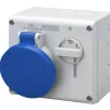 Presa da parete disp. blocco 16 A 2P+T IP44 200-250 V blu