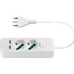 Presa mobile multipla con 2 universale+2USB+ spina S17 + interruttore bianco