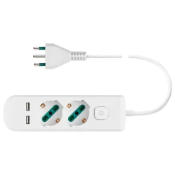 Presa mobile multipla con 2 universale+2USB+ spina S17 + interruttore bianco