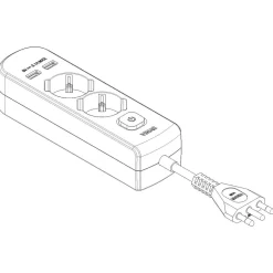 Presa mobile multipla con 2 universale+2USB+ spina S17 + interruttore nero
