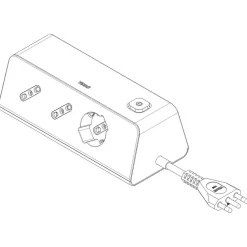 Presa mobile multipla scrivania 1 universale +2 P17/11+3 USB+ spina S17 bianco