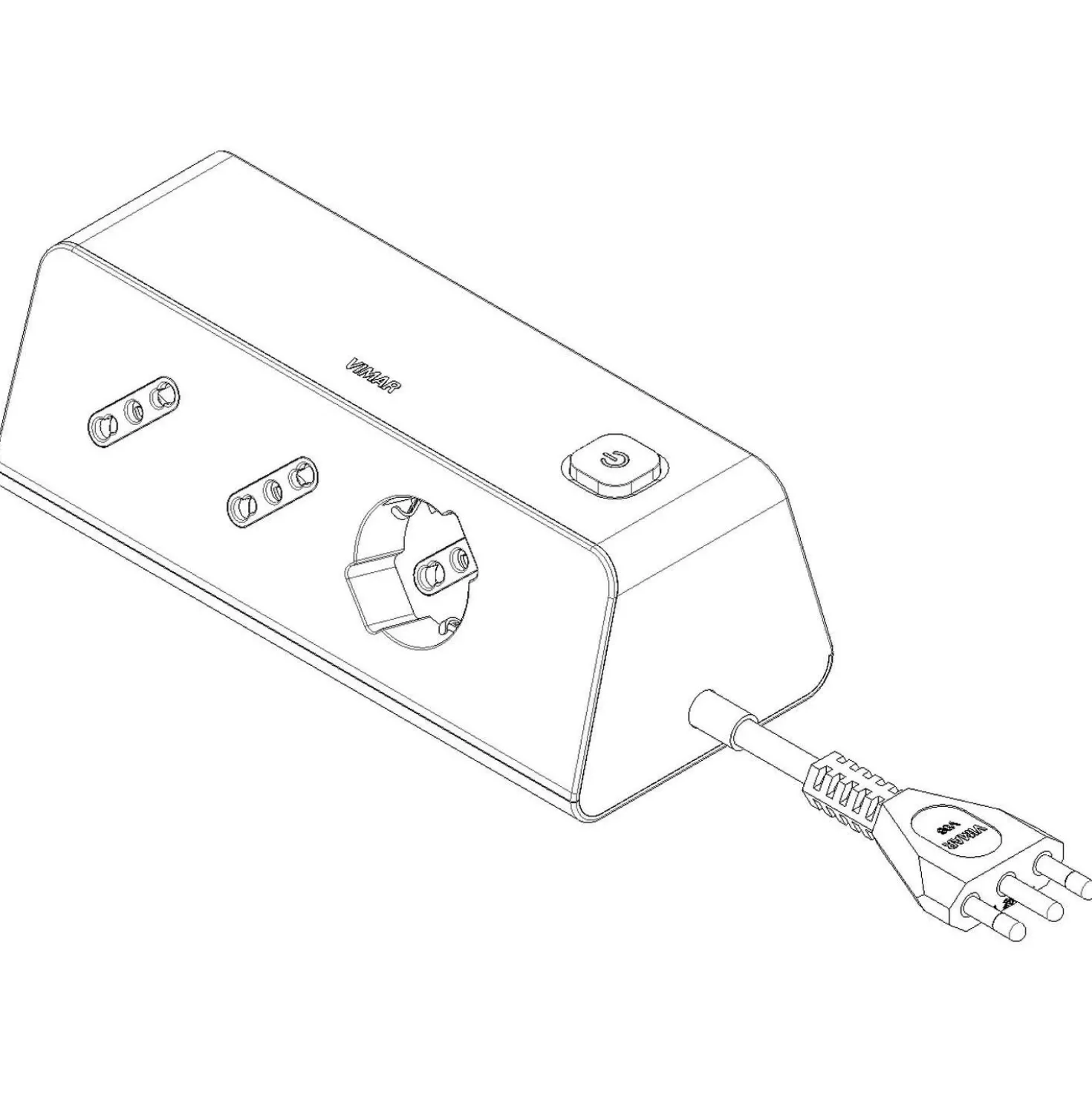 Presa mobile multipla scrivania 1 universale +2 P17/11+3 USB+ spina S17 bianco