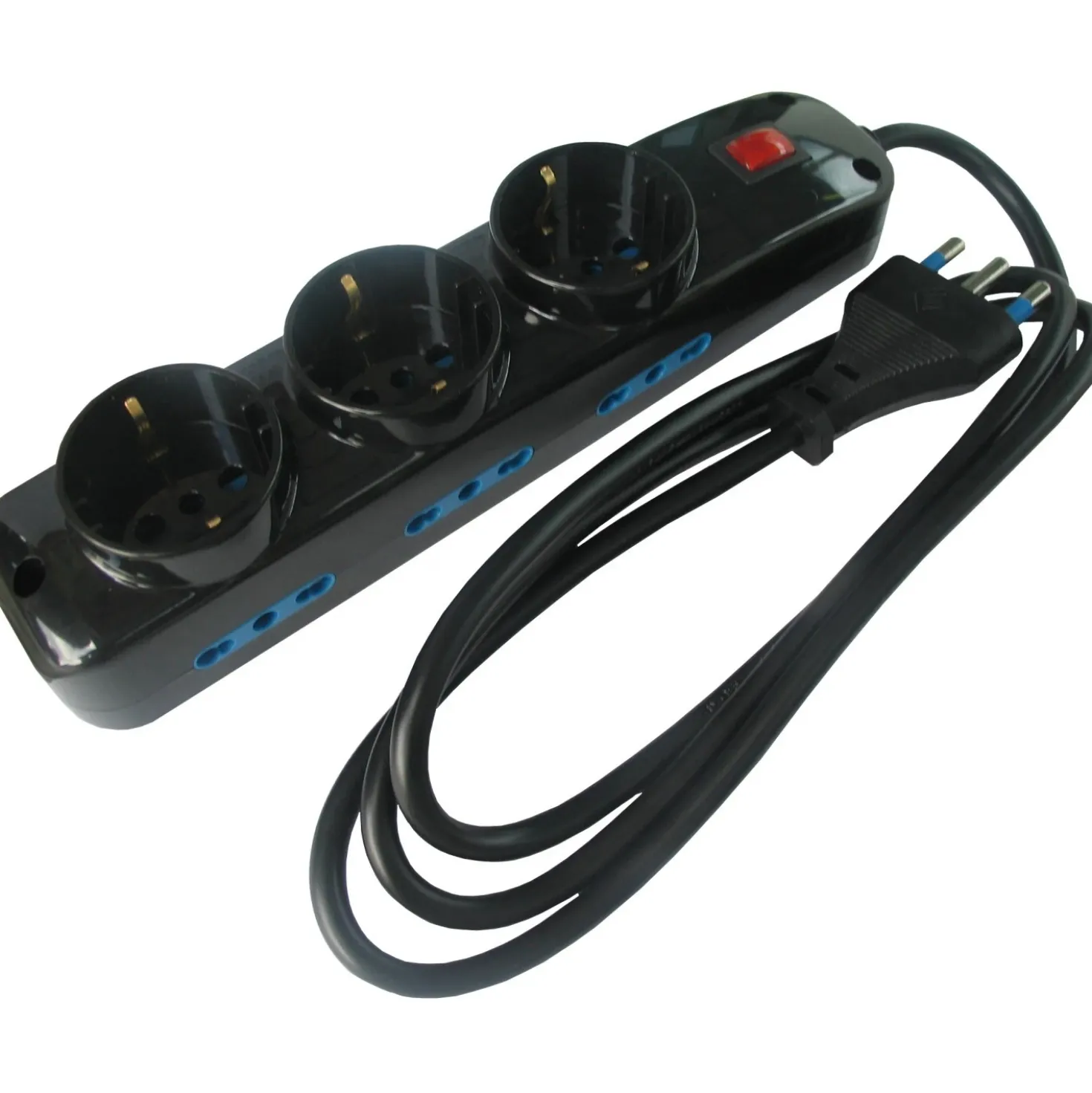 Presa multipla 9 prese diverse cavo 1,5 m interruttore nero