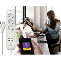Presa multipla Vimar 16A 3 prese tedesca con 4 USB interruttore WiFi Smart Home