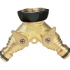 Presa rubinetto G.F. doppia uscita filetto 3/4" - (OTTONE/GOMMA)