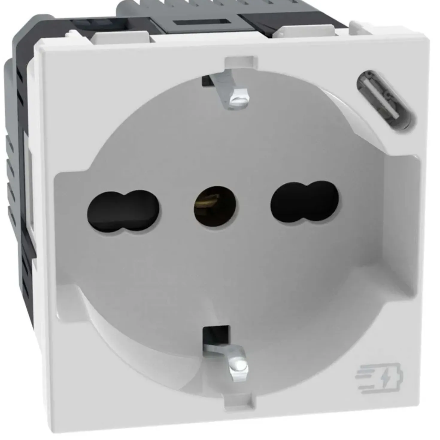 Presa Universale P40 Tedesca e Italiana con Caricatore USB-C colore bianco